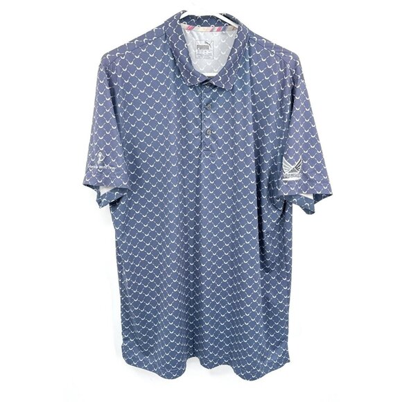 Puma Volition Shirt America Performance Polo Men Size Large Blue Aerie World Cup - Picture 1 of 6